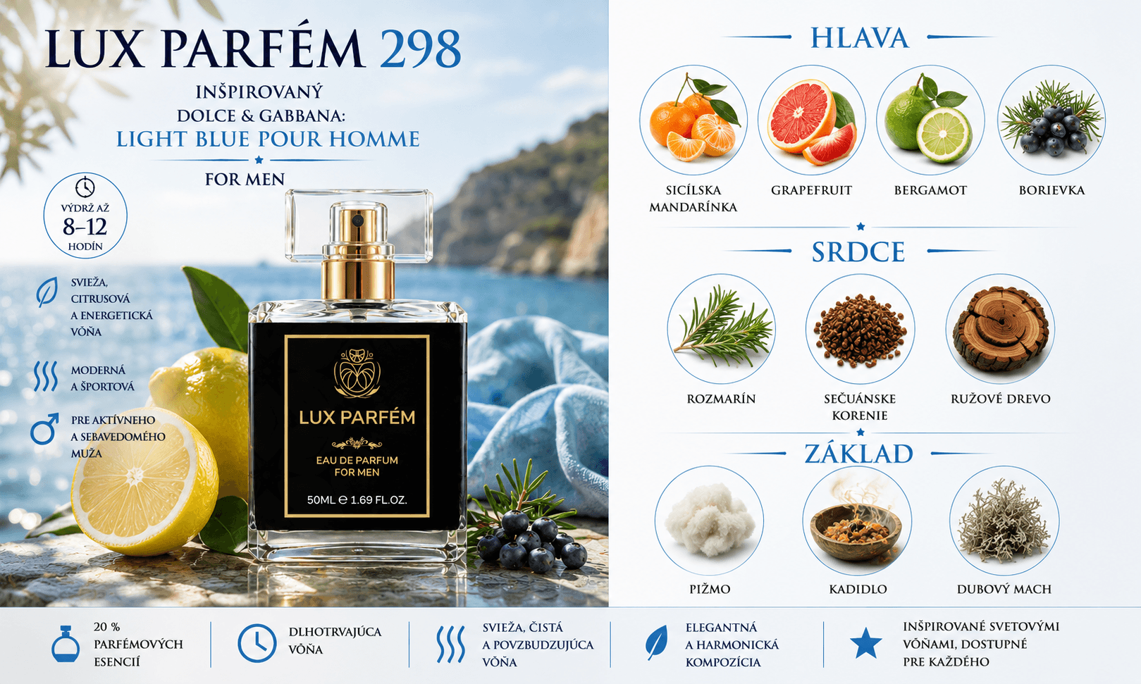 Lux Parfém 298 – Inšpirovaný Dolce & Gabbana: Light Blue Pour Homme